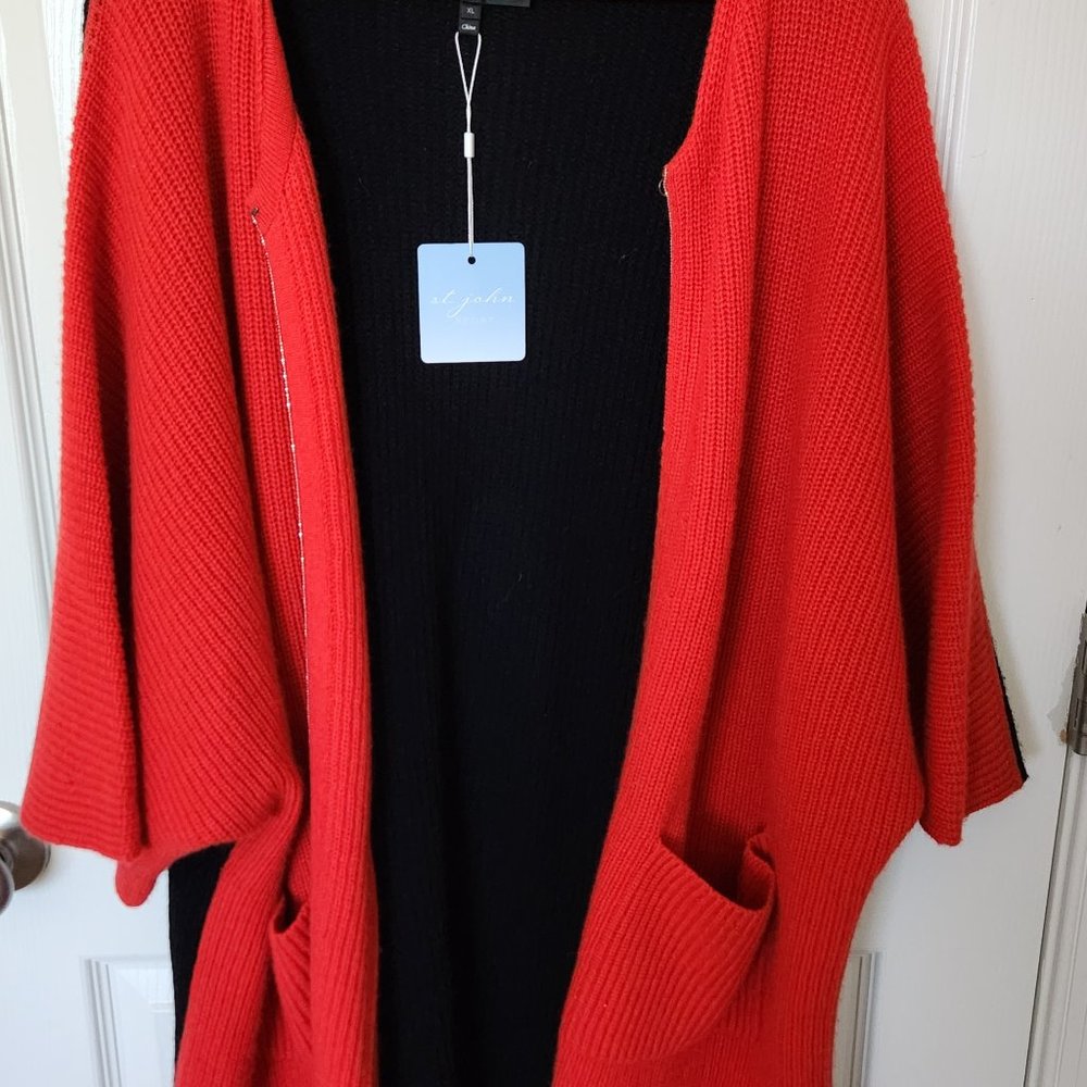 St. John designer sport cashmere cardigan  size xl